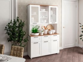 Буфет Катерини (дуб бельмунд/белое дерево) в Кожурле - kozhurla.mebel-nsk.ru | фото