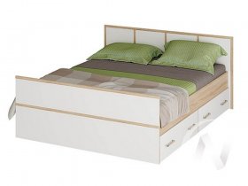 Двуспальная кровать 1,4м Сакура (дуб сонома/белый) в Кожурле - kozhurla.mebel-nsk.ru | фото
