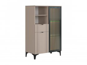 Комод 2 со стеклом Рич (кашемир/фрапучино матовый/черный) в Кожурле - kozhurla.mebel-nsk.ru | фото