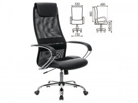 Кресло офисное BRABIX PREMIUM Stalker EX-608 CH, хром, ткань-сетка/кожзам, черное в Кожурле - kozhurla.mebel-nsk.ru | фото