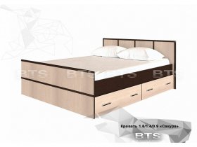 Кровать двуспальная с ящиками 1,4м Сакура (BTS) в Кожурле - kozhurla.mebel-nsk.ru | фото