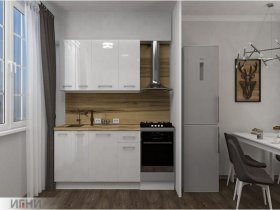 Кухонный гарнитур МДФ Выгодно и точка 1,5 м (белый глянец) в Кожурле - kozhurla.mebel-nsk.ru | фото