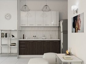 Кухонный гарнитур МДФ Выгодно и точка 2,0 м (белый глянец/ироко) в Кожурле - kozhurla.mebel-nsk.ru | фото
