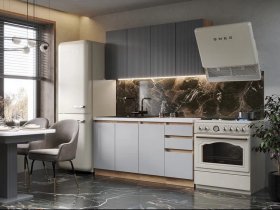 Кухонный гарнитур Ника 1,6 м (графит/серый софт) в Кожурле - kozhurla.mebel-nsk.ru | фото