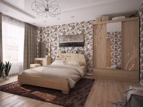 Модульная спальня Виктория-1 (дуб сонома) в Кожурле - kozhurla.mebel-nsk.ru | фото