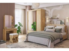 Модульная спальня Виктория-1 (дуб крафт золотой) в Кожурле - kozhurla.mebel-nsk.ru | фото