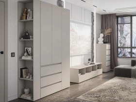Модульная стенка Люмо (кашемир) в Кожурле - kozhurla.mebel-nsk.ru | фото