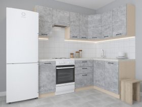 Модульная угловая кухня 1,4м*2,1м Лада (цемент) в Кожурле - kozhurla.mebel-nsk.ru | фото