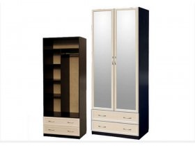 Шкаф двухстворчатый с ящиками с 2-мя зеркалами  (профиль МДФ) в Кожурле - kozhurla.mebel-nsk.ru | фото