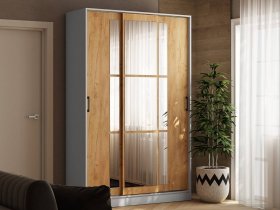 Шкаф-купе 1,4м «Стиль-2» (белый/дуб крафт золотой) в Кожурле - kozhurla.mebel-nsk.ru | фото