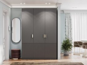 Шкаф трехстворчатый Эккервуд (Нью) (графит) в Кожурле - kozhurla.mebel-nsk.ru | фото