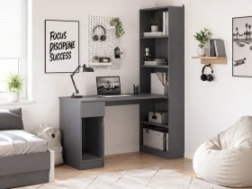 Стол письменный угловой «Лайт» 10.01 (темно-серый) в Кожурле - kozhurla.mebel-nsk.ru | фото